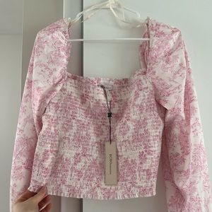 BCBGeneration Square Neck Smocked Crop Top